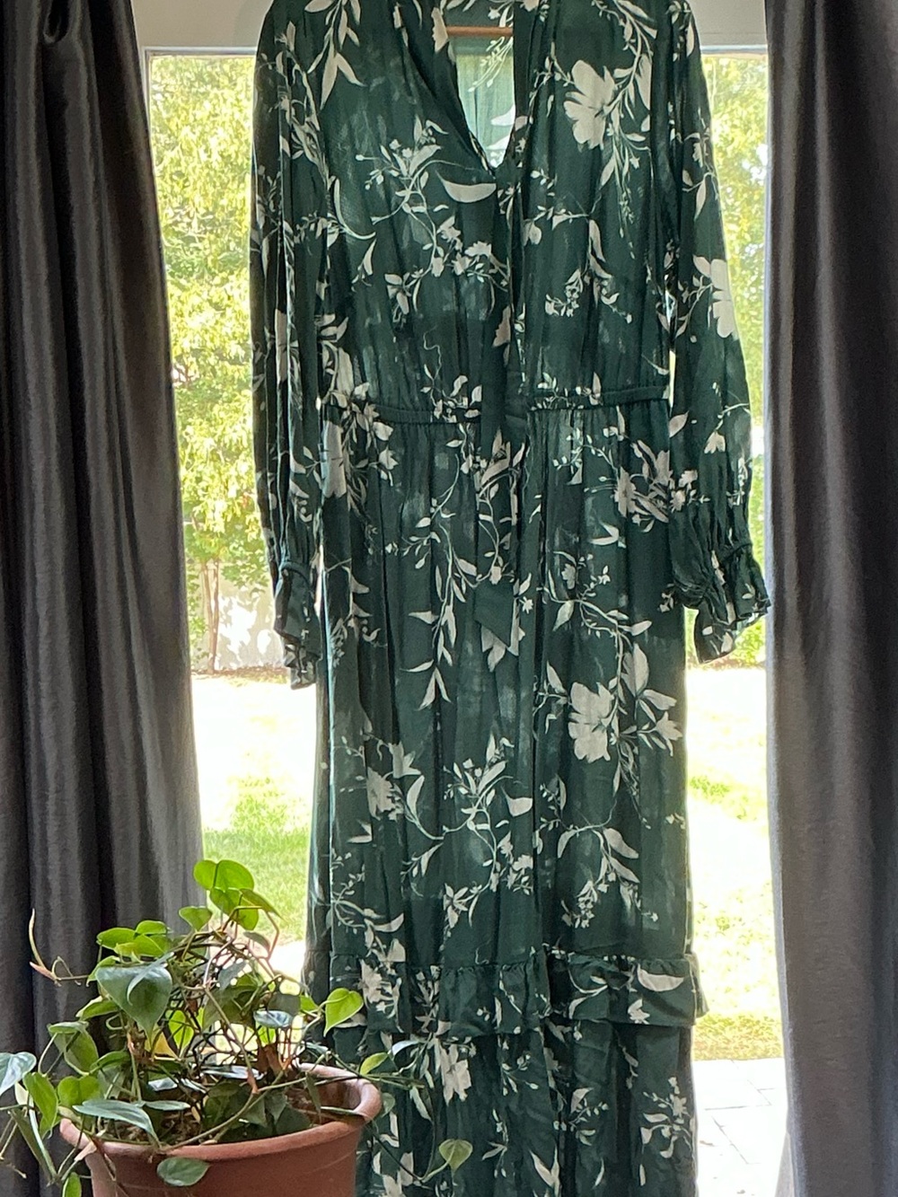 Emerald Floral Long Sleeve Maxi Dress